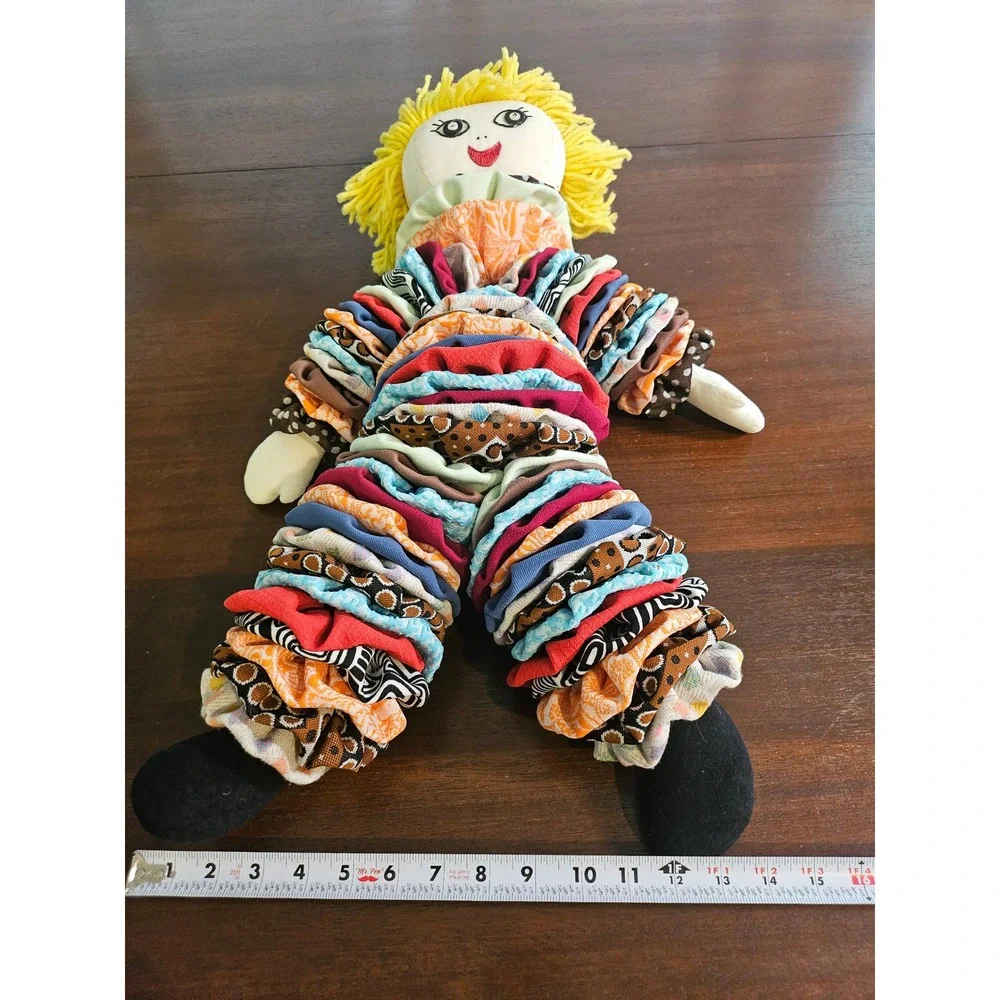 Vintage yo-yo Clown Doll Multicolor Scrunchie Body Plush Toy
